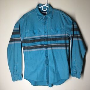 Vintage wrangler blue western stripe shirt large